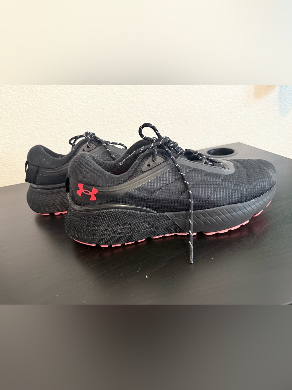 Under Armour Men’s Black Athletic Shoes with Pink Accents